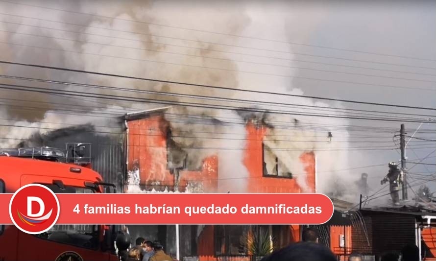 Incendio afectó a dos viviendas en el sector Corvi de Valdivia